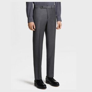 Z ZEGNA Slim Dress Office Trousers Wool Blend Ermenegildo Mid Grey Men's 34 x 31